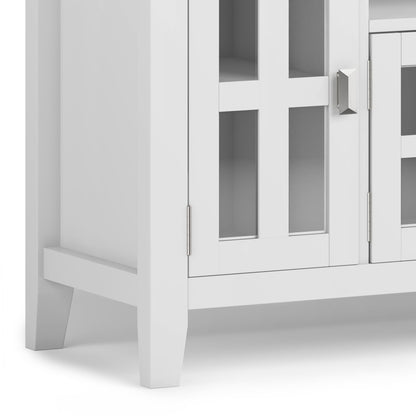 Artisan solid wood TV stand by HouseOfZazla with flip drawer, glass-front doors on Tampa Home & Garden Store
