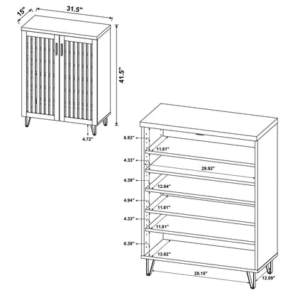 Clackamas 2-door storage cabinet, 2-piece set with adjustable shelves, HouseOfZazla accent on Tampa Home & Garden Store