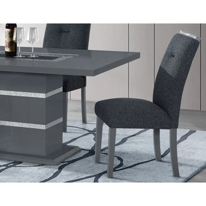 Ariya Dining Chair pair, dark grey upholstery with metal legs, Unique Piece Furniture chair set on Tampa Home & Garden Store