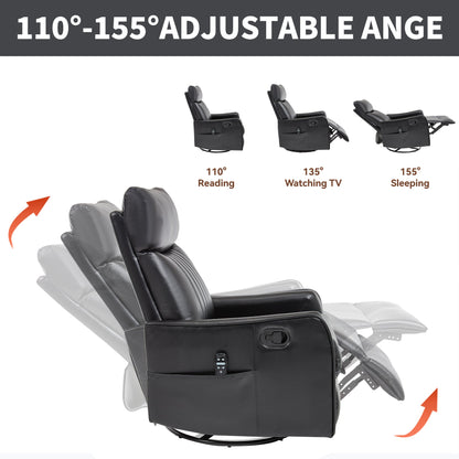 Black faux leather heat massage manual recliner chair by HouseOfZazla with remote side pocket on Tampa Home & Garden Store