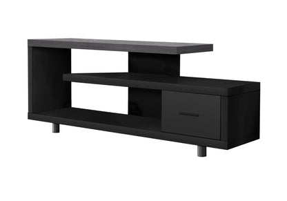 TV stand HouseOfZazla entertainment center in black with gray woodgrain top and drawer on Tampa Home & Garden Store