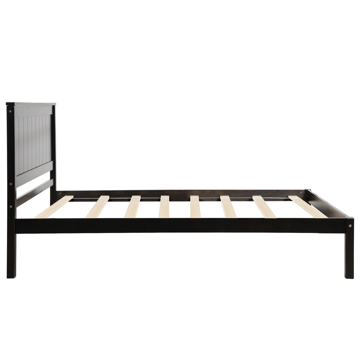 Strong Espresso Wood Platform Bed and Headboard