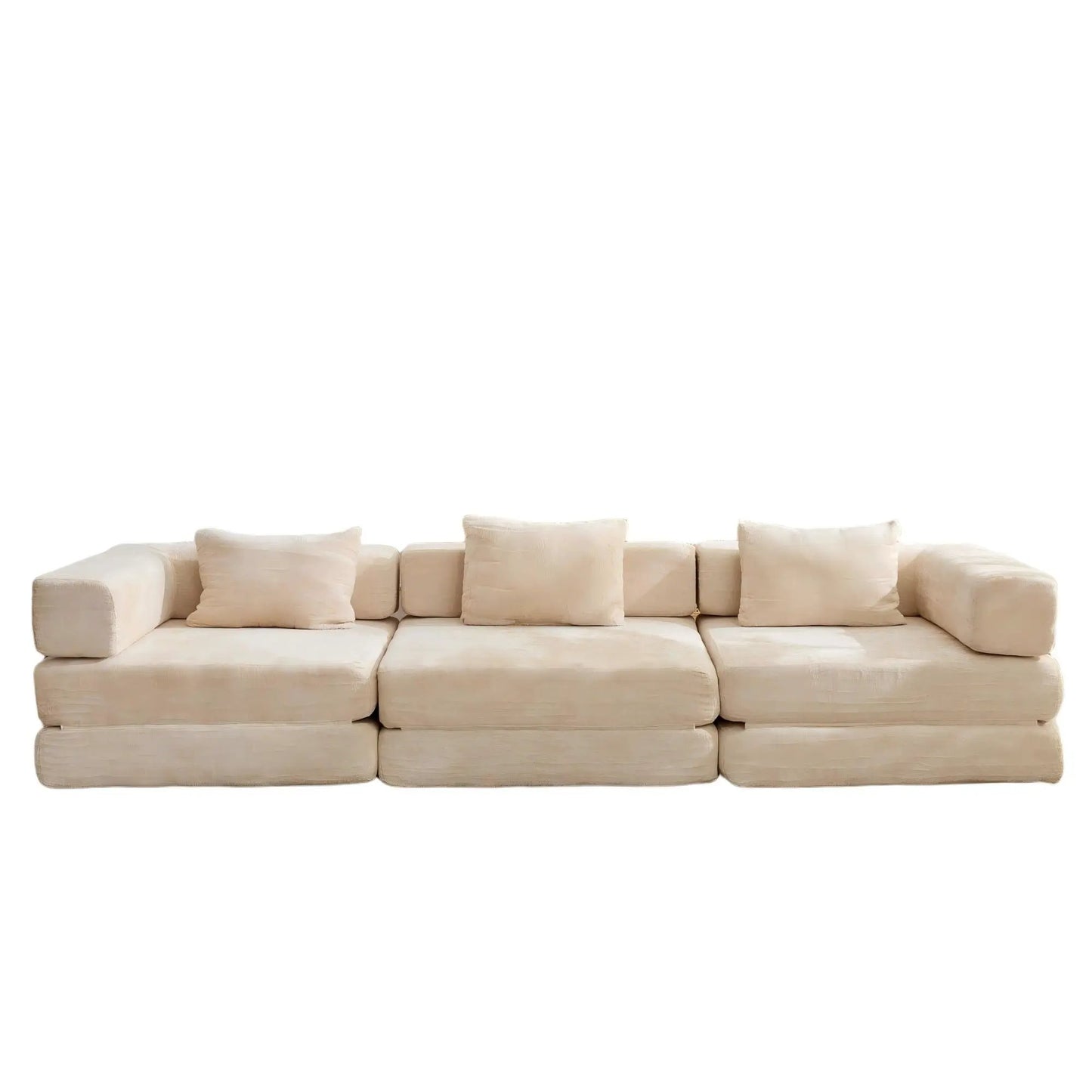 Floor sofa bed futon, beige fabric, boneless modular sectional by Unique Piece Furniture on Tampa Home & Garden Store