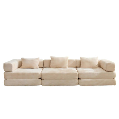 Floor sofa bed futon, beige fabric, boneless modular sectional by Unique Piece Furniture on Tampa Home & Garden Store