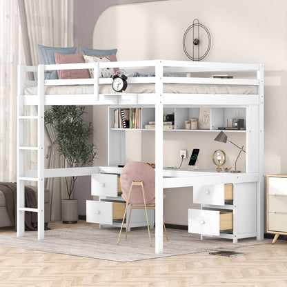 Loft Bed With Desk And Cabinets by HouseOfZazla in white finish on Tampa Home & Garden Store