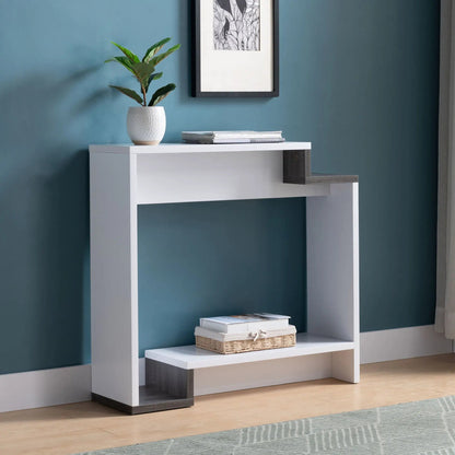 Contemporary console table with two open shelves in white and gray by Unique Piece Furniture on Tampa Home & Garden Store