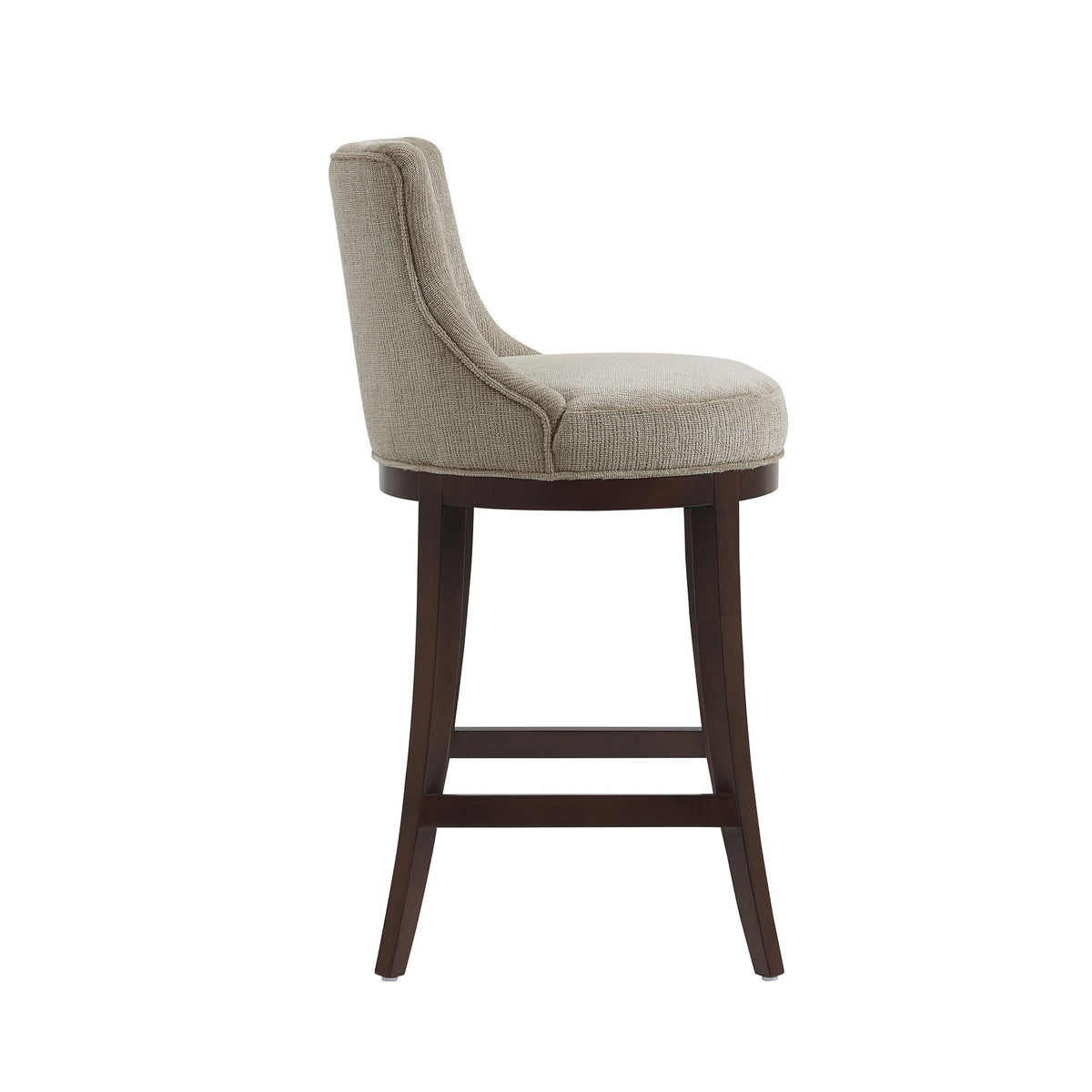 Bar Height Barstool with Backrest in beige fabric, dark wood legs HouseOfZazla on Tampa Home & Garden Store