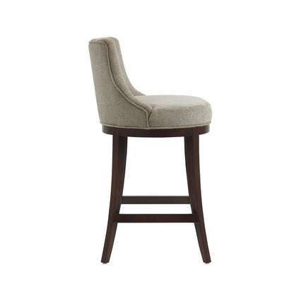 Bar Height Barstool with Backrest in beige fabric, dark wood legs HouseOfZazla on Tampa Home & Garden Store