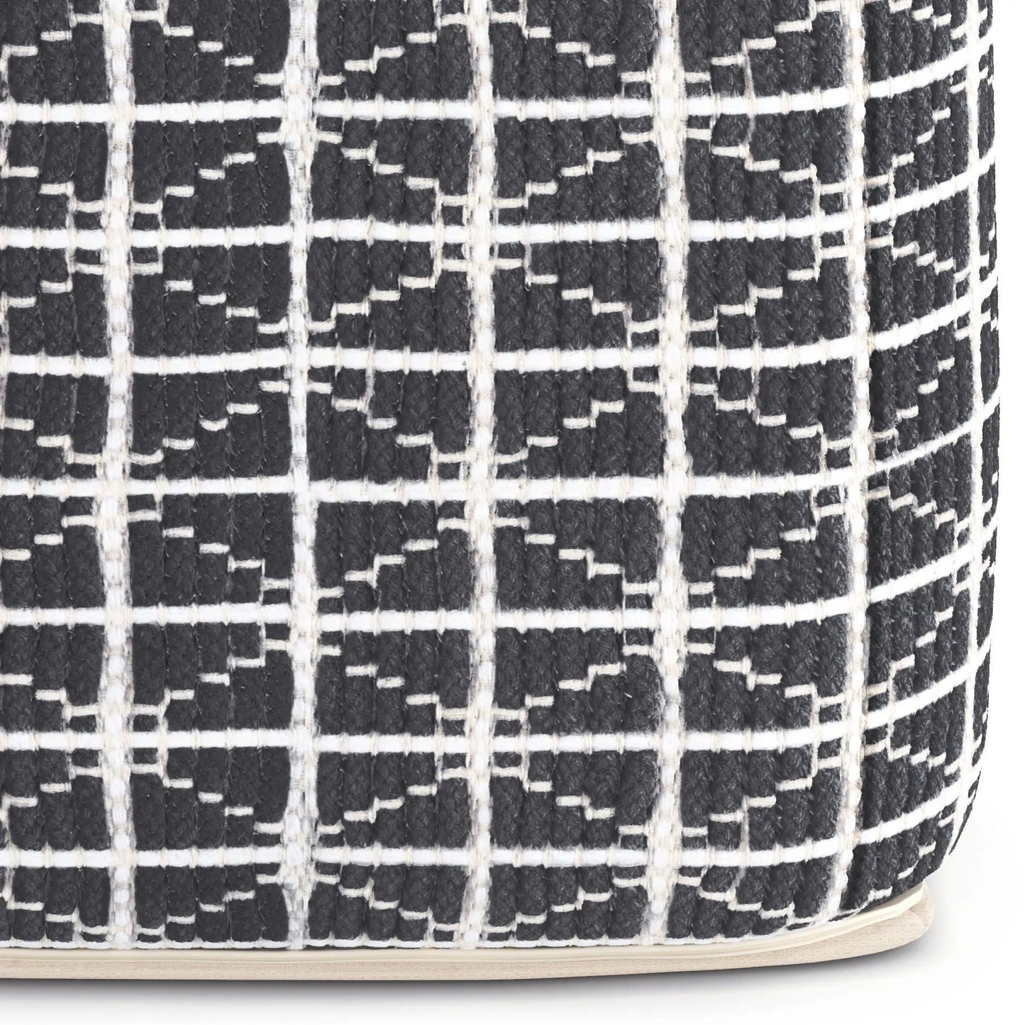 Noreen Upholstered Square Pouf Hand Woven Dark
