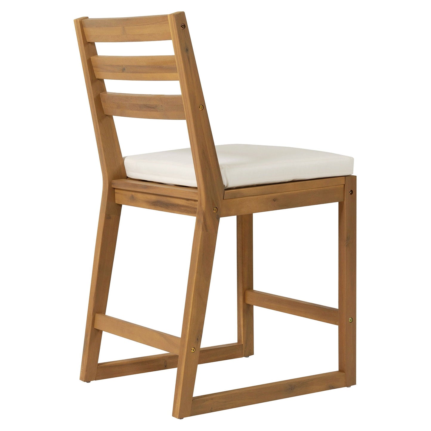 Patio bar chair by HouseOfZazla with ergonomic design, natural wood frame and white cushion on Tampa Home & Garden Store