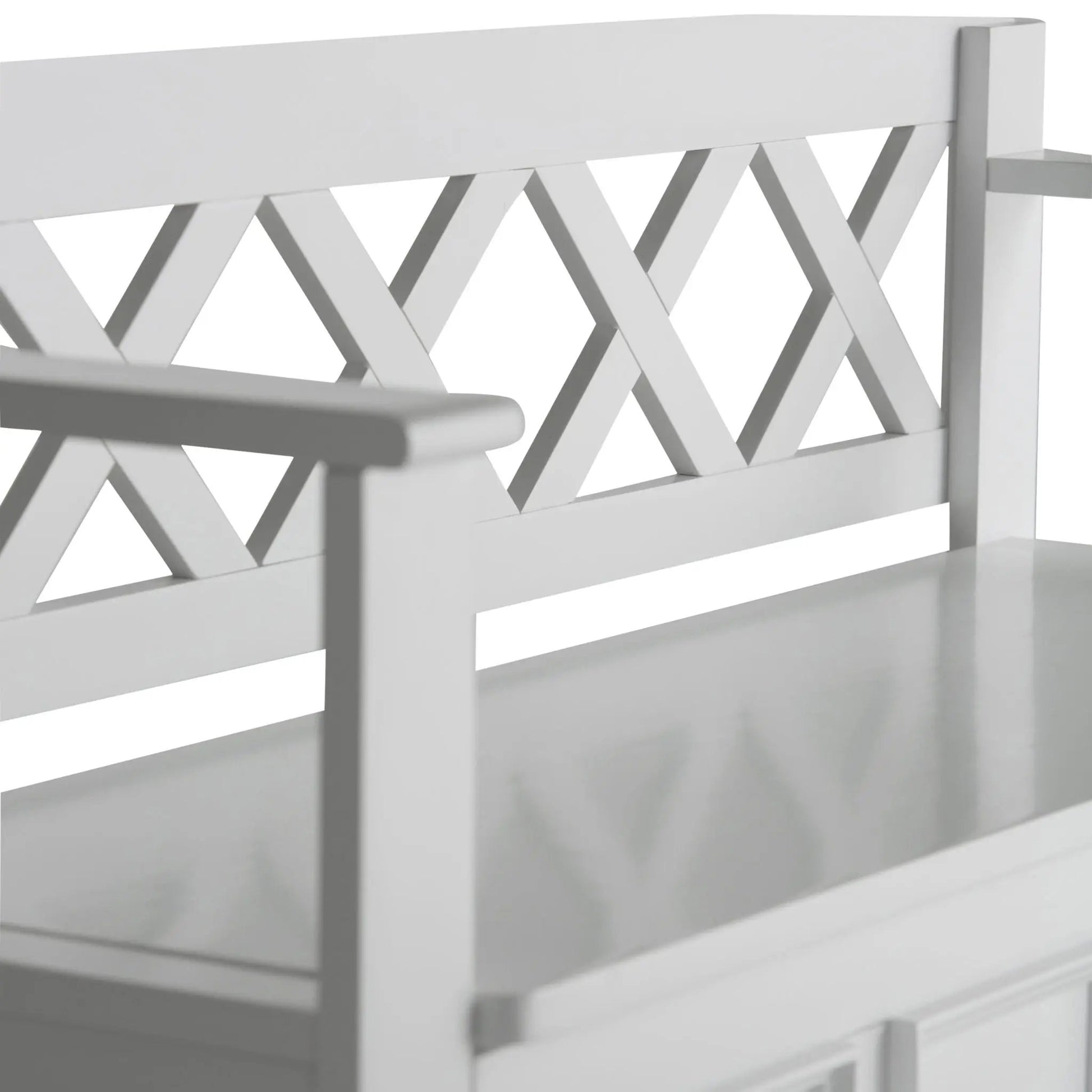 Amherst Handcrafted Entryway Storage Bench white lattice back Unique Piece Furniture on Tampa Home & Garden Store