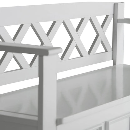 Amherst Handcrafted Entryway Storage Bench white lattice back Unique Piece Furniture on Tampa Home & Garden Store
