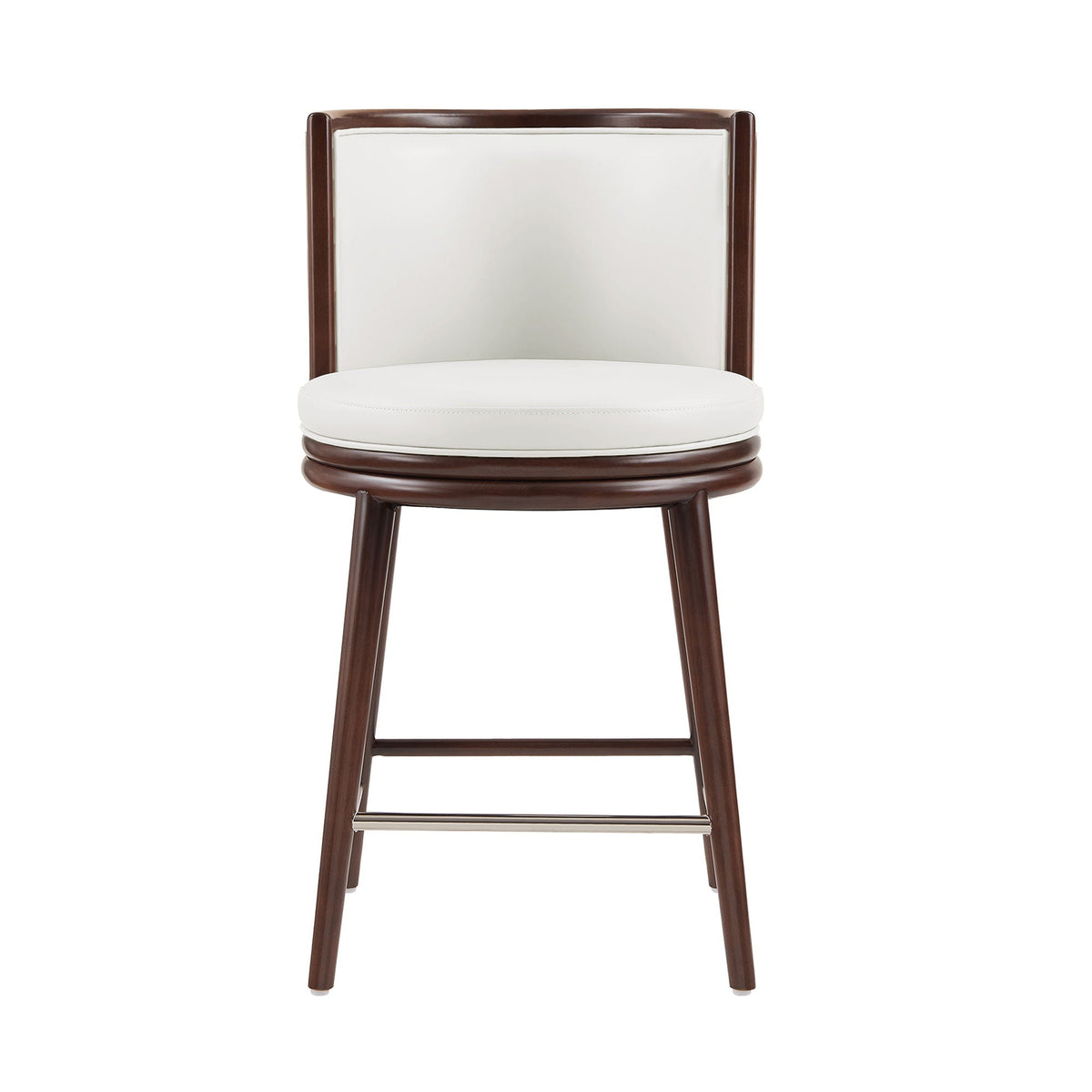 Evalyn Counter Stool by HouseOfZazla; dark wood frame, white upholstered seat & back on Tampa Home & Garden Store