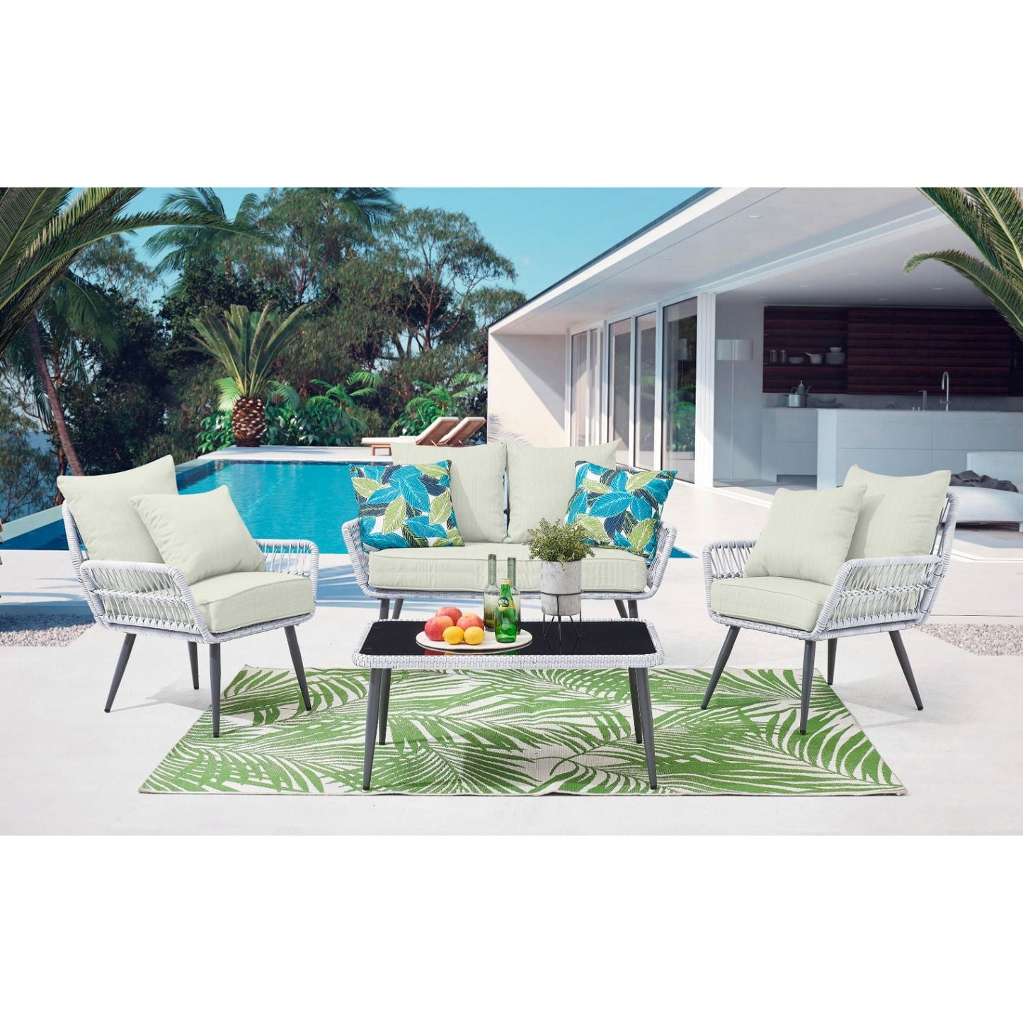 the Portofino Four Piece Outdoor Lounge Set