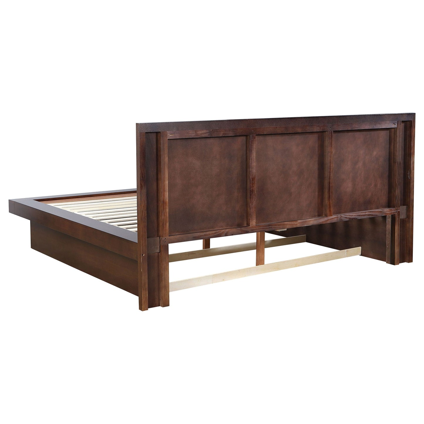 Tokyo LED Panel Bed with Structured Headboard dark brown wood panel bed frame on Tampa Home & Garden Store