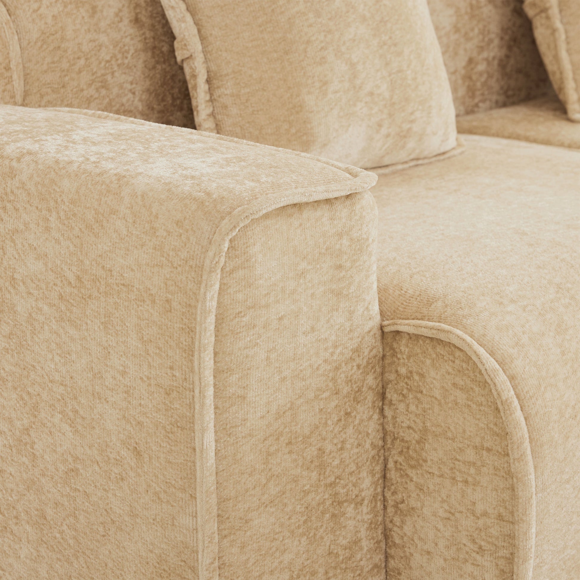 Streamlined modular 2-seat L-shaped sofa in beige velvet upholstery by HouseOfZazla on Tampa Home & Garden Store