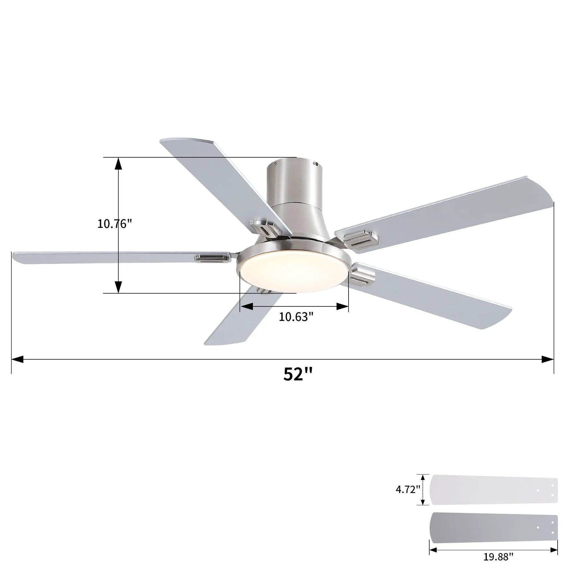 Flush mount ceiling fan with LED light and remote, 5 blades, Unique Piece Furniture on Tampa Home & Garden Store