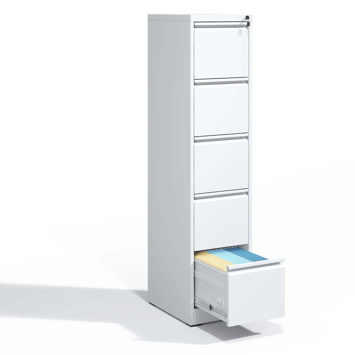 HouseOfZazla steel vertical filing cabinet with lock gray finish multiple drawers with files on Tampa Home & Garden Store