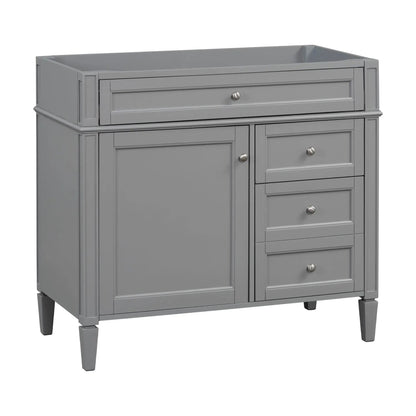 Bathroom vanity base in gray with 2 drawers and tip-out drawer storage by Unique Piece Furniture on Tampa Home & Garden Store