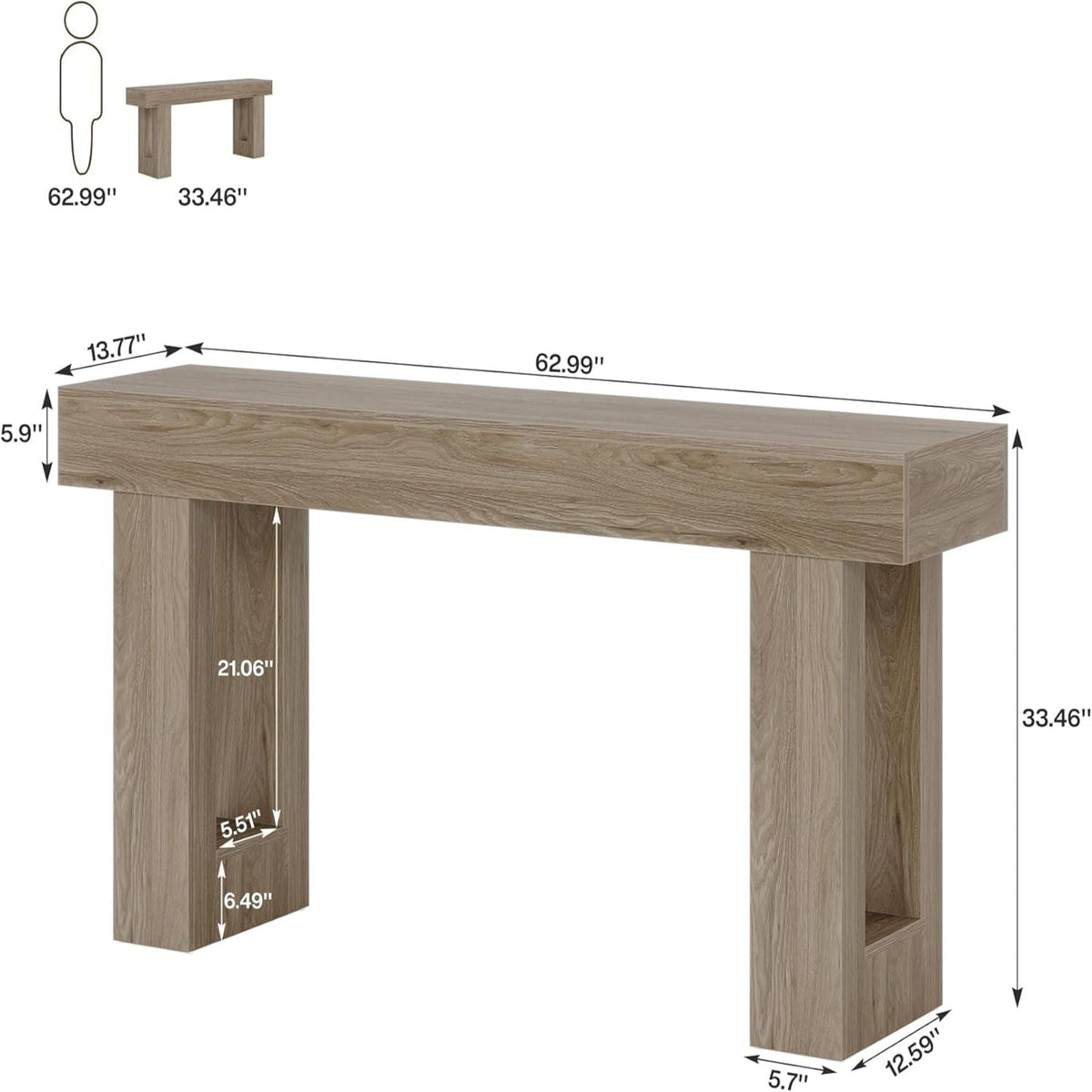 Extra Long Narrow Console Table with Open Storage Shelf in dark brown finish by HouseOfZazla on Tampa Home & Garden Store