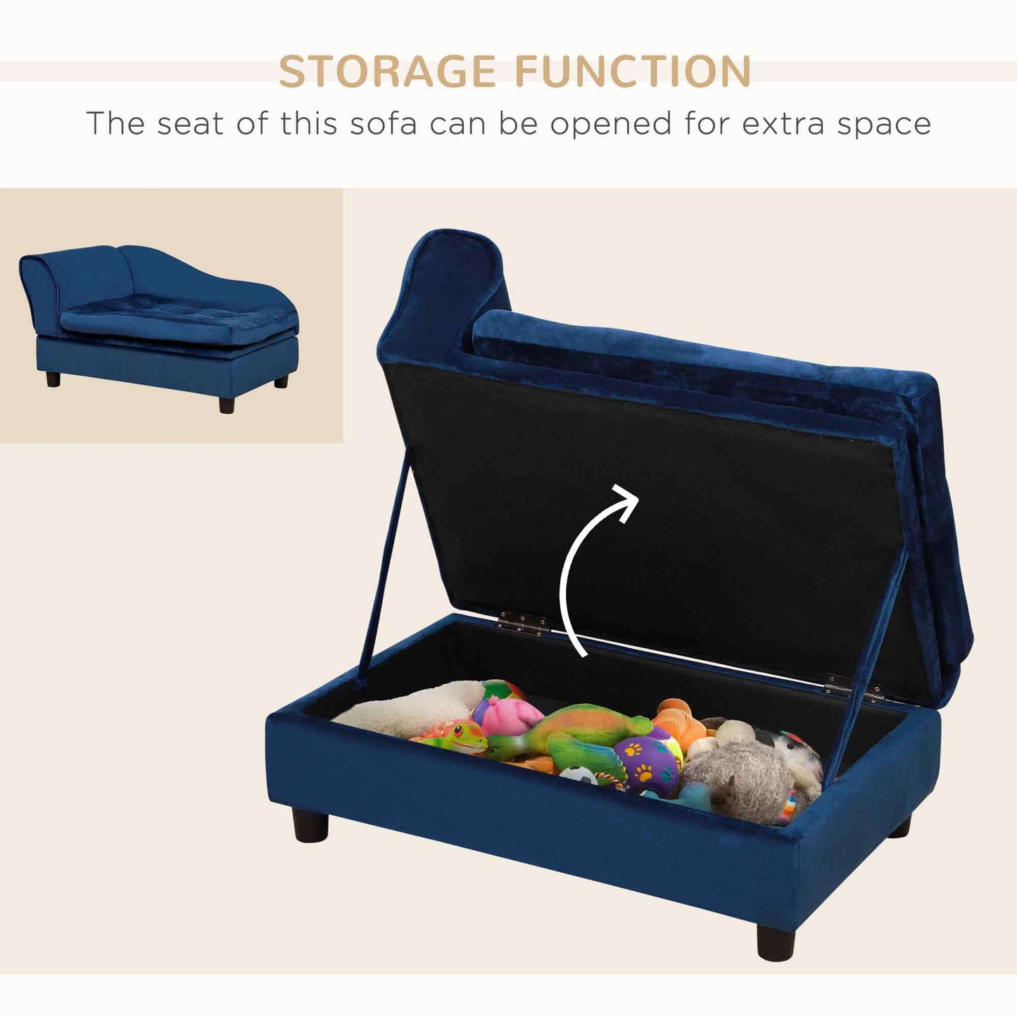 PawHut luxury dog bed for small dogs with hidden storage, blue velvet (2 beds) HouseOfZazla on Tampa Home & Garden Store
