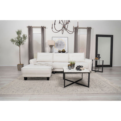 Granholm upholstered curved-arm stationary sectional sofa in white with chaise on Tampa Home & Garden Store