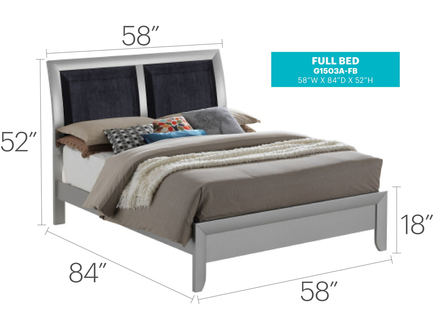 Padded Headboard Panel Bed and Hardwood Frame