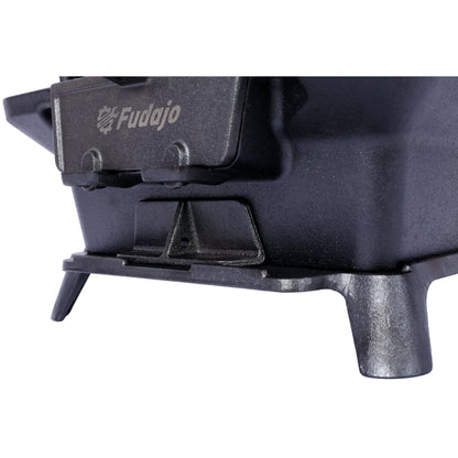 Oval cast iron grill skillet black with visible Fudajo logo on Tampa Home & Garden Store