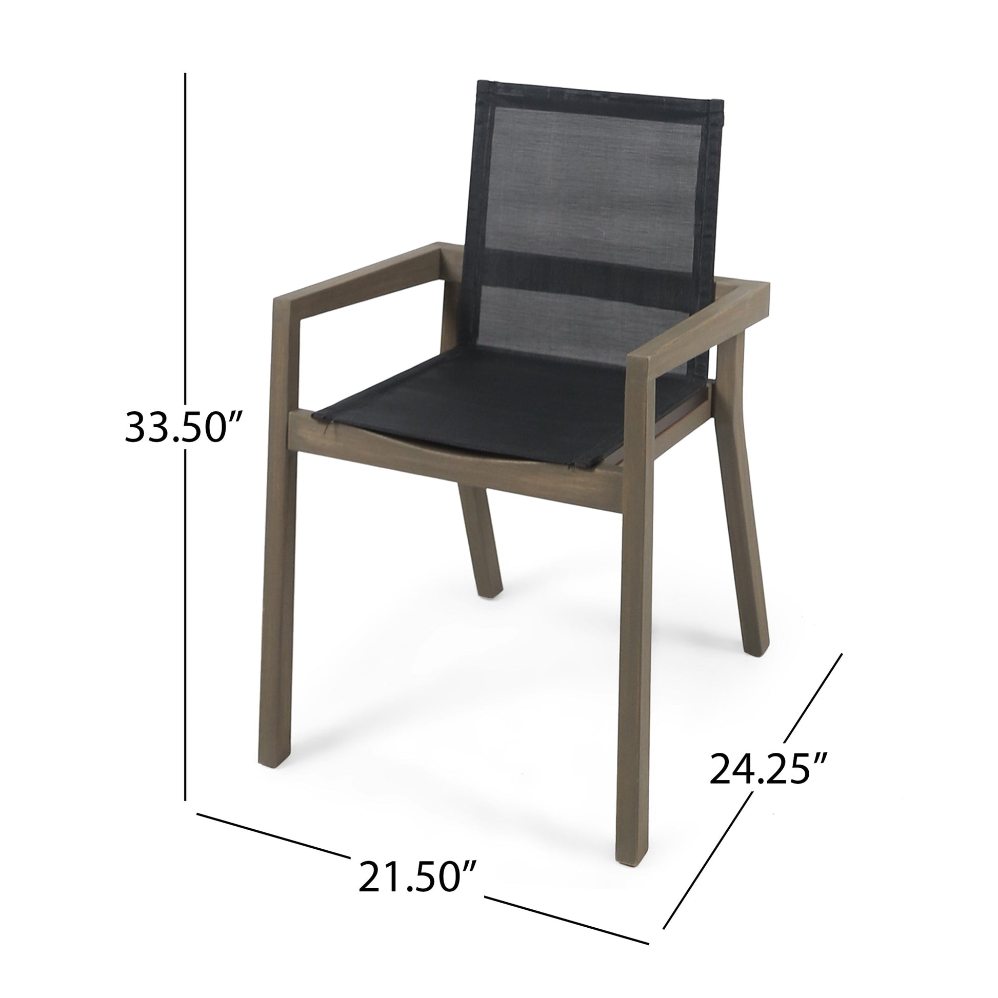 7-piece acacia wood outdoor dining set chair by HouseOfZazla with dark fabric back on Tampa Home & Garden Store