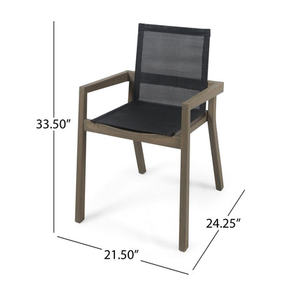 7-piece acacia wood outdoor dining set chair by HouseOfZazla with dark fabric back on Tampa Home & Garden Store