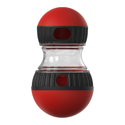 Food-dispensing dog toy ball by Sell My Stuff with red cap, black ribbed grip, clear center on Tampa Home & Garden Store