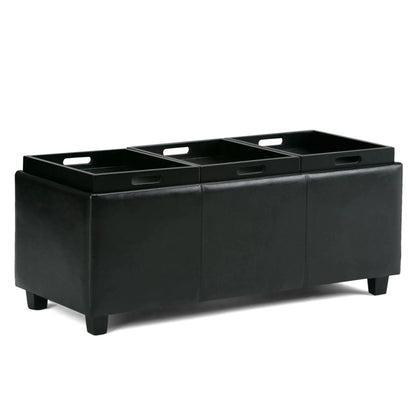 Avalon Upholstered Storage Ottoman With Trays