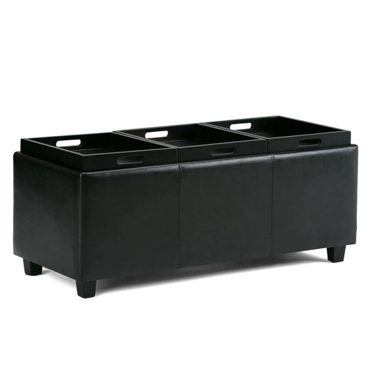 Avalon Upholstered Storage Ottoman With Trays