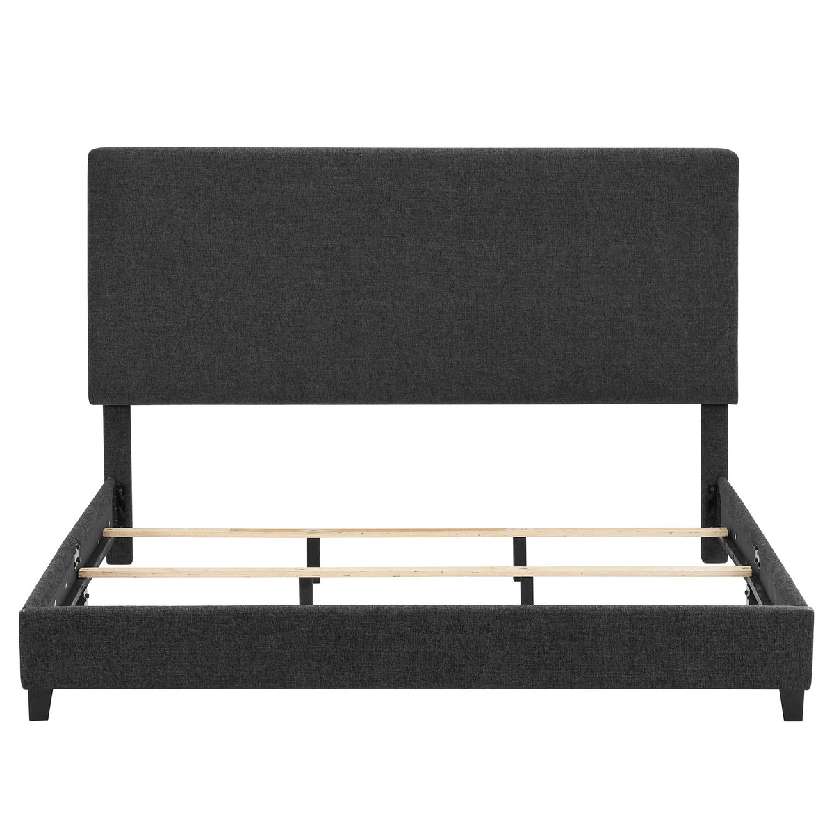 Platform Bed with Upholstered Headboard and Frame