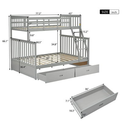 Bunk bed with ladder and safety guard rails by HouseOfZazla, gray wood finish on Tampa Home & Garden Store