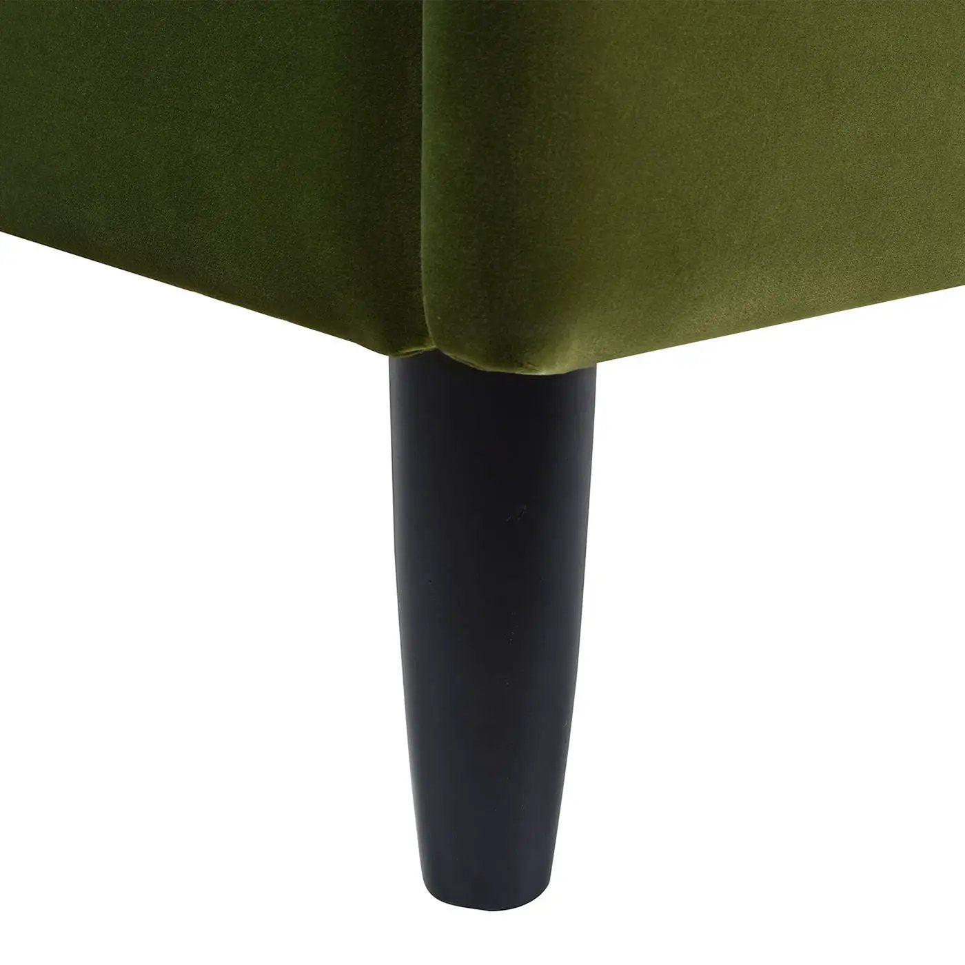 Aspen platform bed frame olive green velvet with black tapered leg on Tampa Home & Garden Store