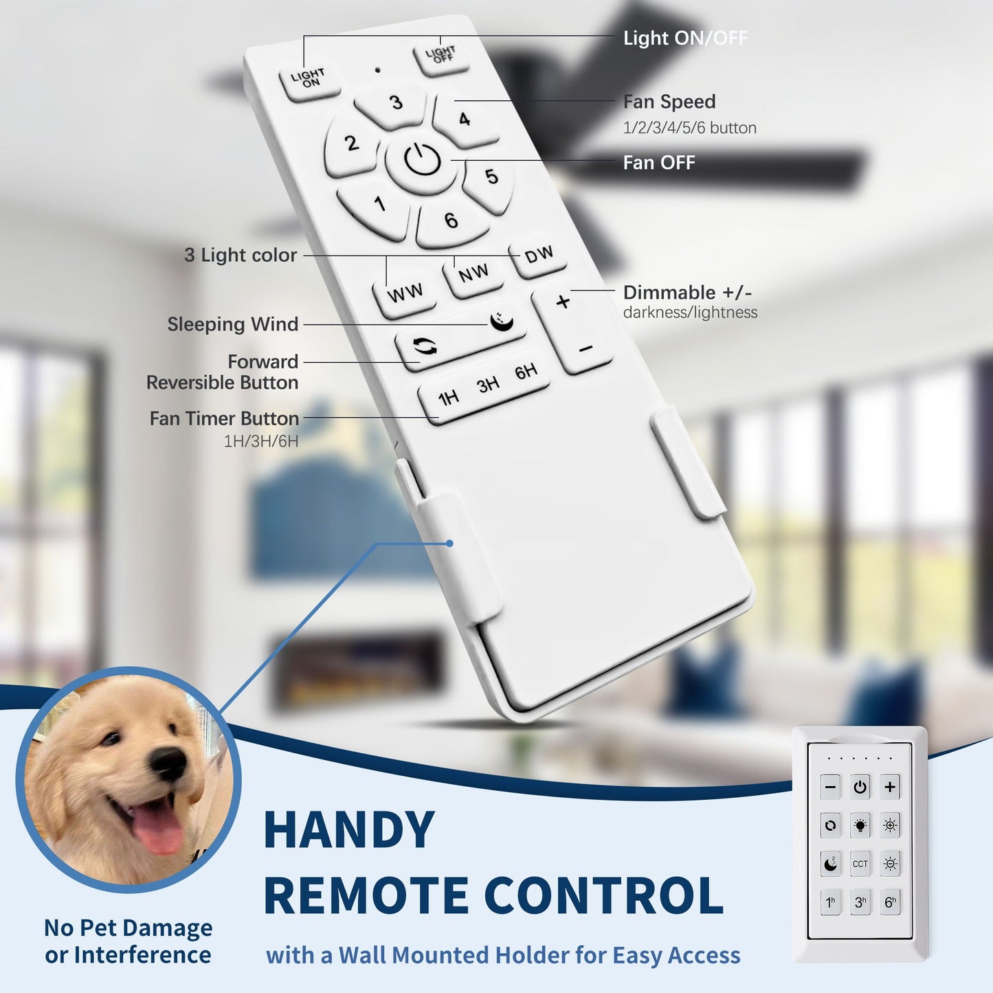 Low profile flush-mount LED ceiling fan with light and remote control by HouseOfZazla on Tampa Home & Garden Store