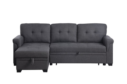 Lucca reversible sleeper sectional sofa with storage chaise in dark gray fabric by HouseOfZazla on Tampa Home & Garden Store