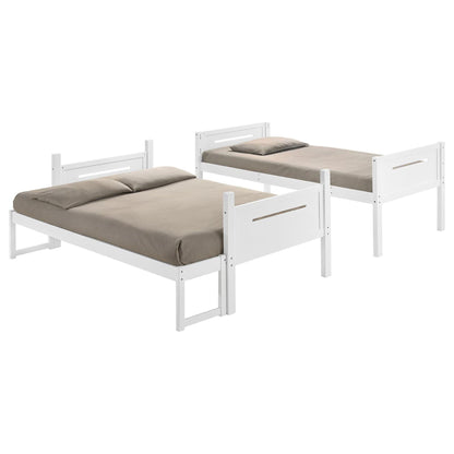 White bunk bed set with built-in ladder, guardrails and angled access step, HouseOfZazla on Tampa Home & Garden Store