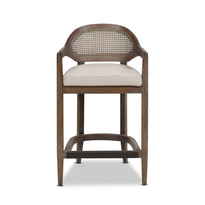 Mid-Century Cane Back Counter Stool Barrel-Back by HouseOfZazla beige upholstered seat on Tampa Home & Garden Store