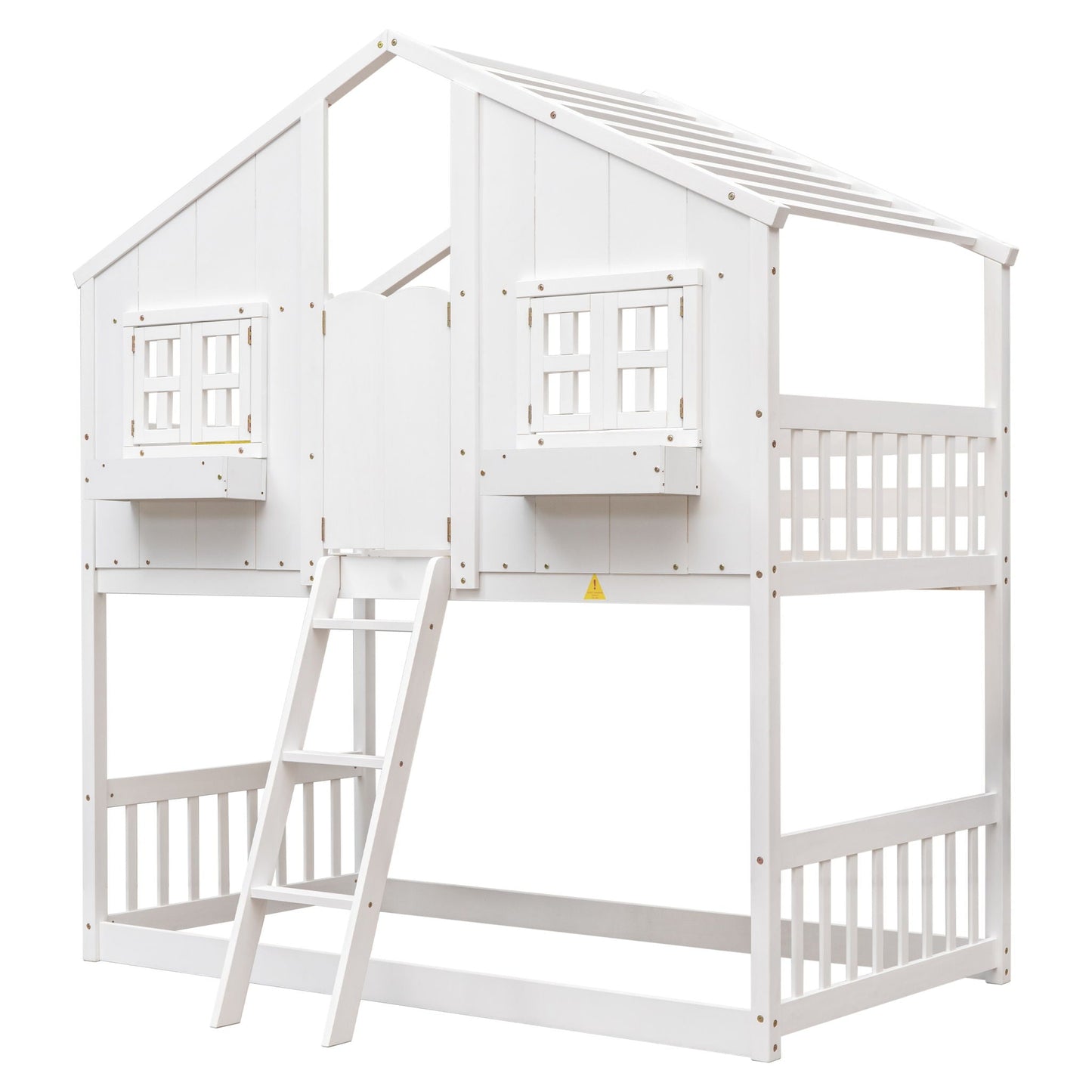House bunk bed white with roof, window box, door, guardrails and ladder HouseOfZazla on Tampa Home & Garden Store