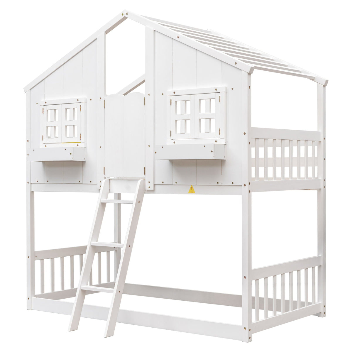 House bunk bed white with roof, window box, door, guardrails and ladder HouseOfZazla on Tampa Home & Garden Store
