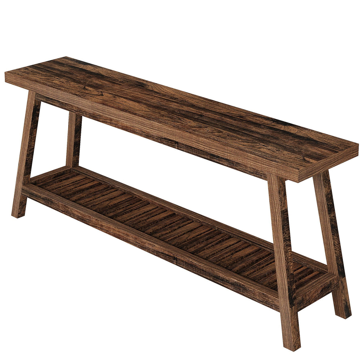 Extra long farmhouse brown console table with 2-tier open storage HouseOfZazla on Tampa Home & Garden Store