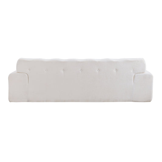 Sofa 88 in Cloud 3 Seater Chenille with button tufted upholstery in cream fabric on Tampa Home & Garden Store