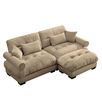 Modern Sectional Sofa with Ottoman and Pillows
