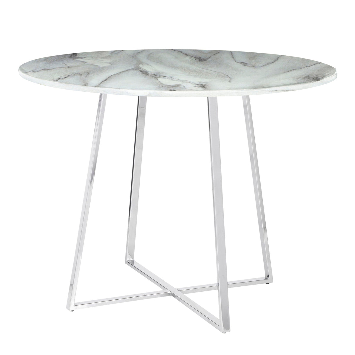 Contemporary glam round marble dining table with chrome legs by HouseOfZazla on Tampa Home & Garden Store