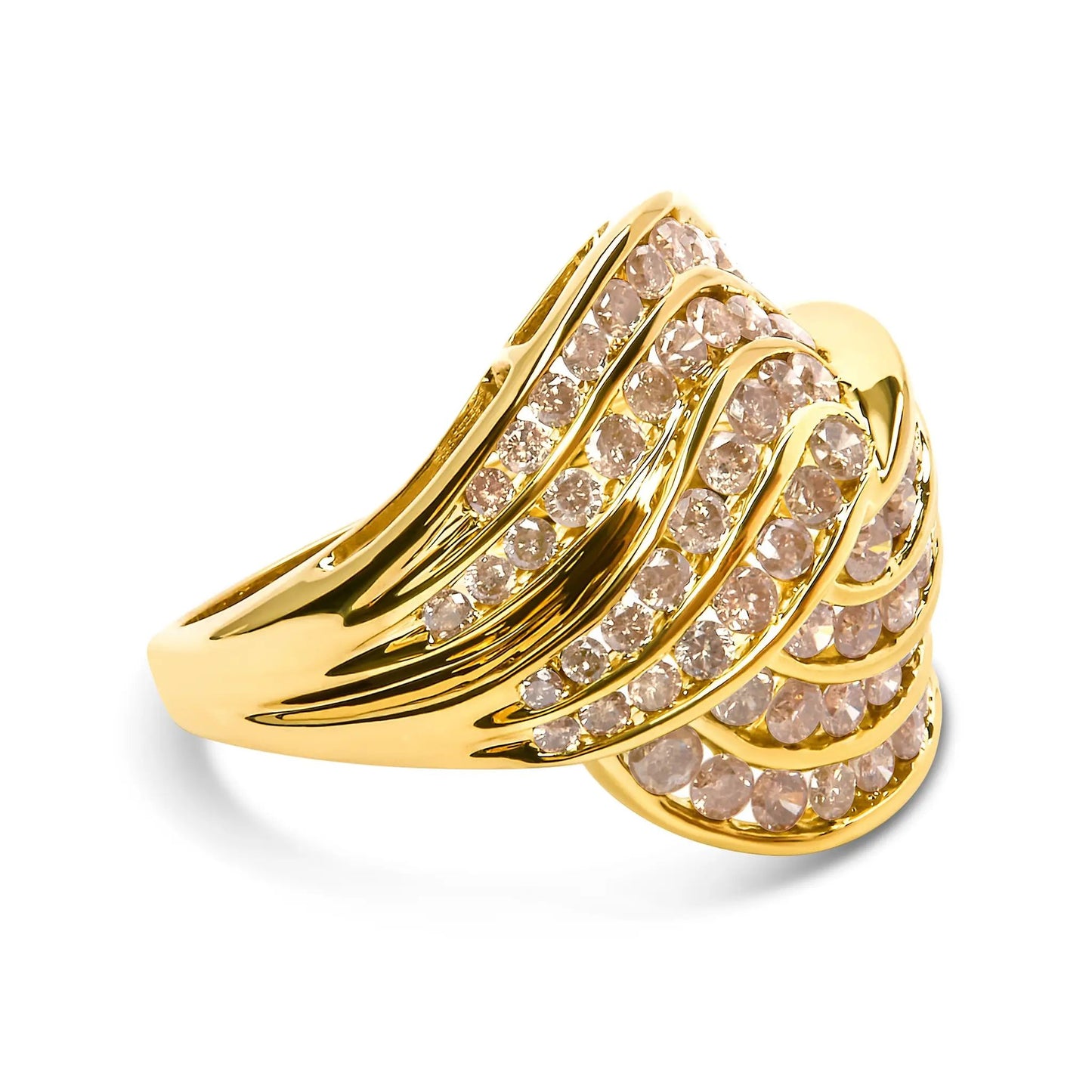 Diamond swirl cocktail ring in 10K yellow gold with channel-set diamonds by Bids.com on Tampa Home & Garden Store