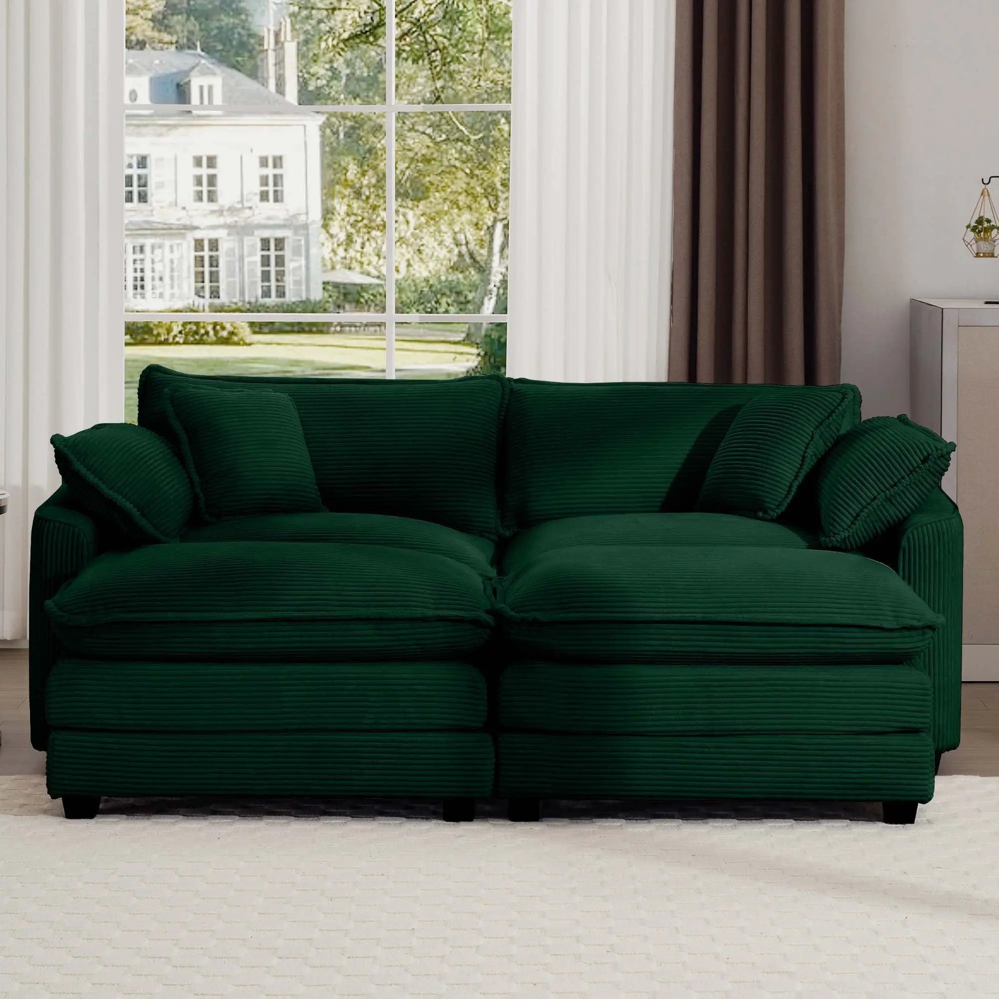Modern oversized modular sofa with deep green upholstery, 3-piece living room set by Unique Piece Furniture on Tampa Home & Garden Store