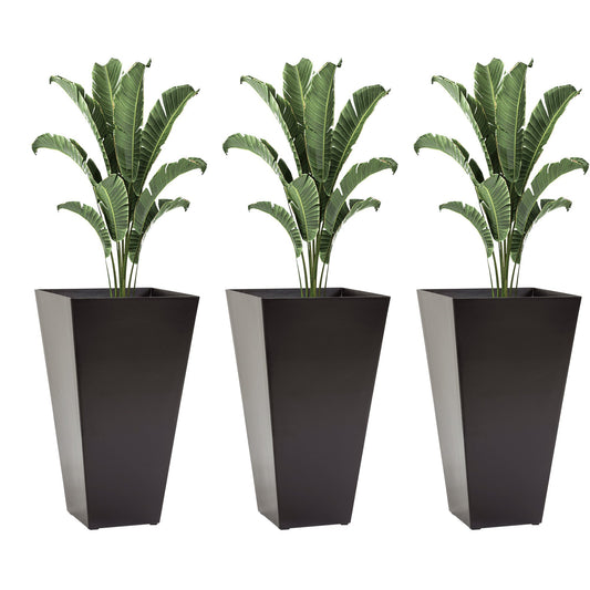 Outsunny 3-pack tall black planters with drainage holes by HouseOfZazla on Tampa Home & Garden Store