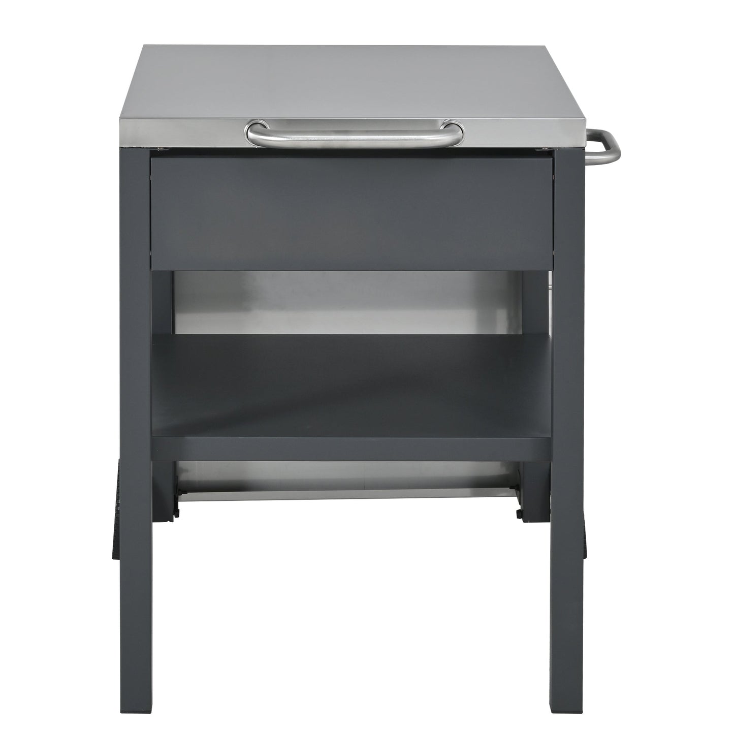 Outdoor Kitchen Cart Foldable Prep Station with stainless steel lid and dark gray frame on Tampa Home & Garden Store